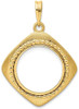 14k Yellow Gold 16.5mm Textured & Beaded Kite-Shape Prong Coin Bezel Pendant