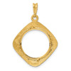 14k Yellow Gold 16.5mm Textured & Beaded Kite-Shape Prong Coin Bezel Pendant