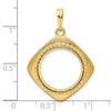 14k Yellow Gold 16.5mm Textured & Beaded Kite-Shape Prong Coin Bezel Pendant