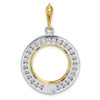 14k Two-tone Gold Channel Set AA Diamond 16.5mm Prong Coin Bezel Pendant