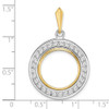 14k Two-tone Gold Channel Set AA Diamond 16.5mm Prong Coin Bezel Pendant