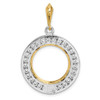 14k Two-tone Gold Channel Set VS Diamond 16.5mm Prong Coin Bezel Pendant