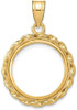 14k Yellow Gold Twisted Wire 16.5mm Prong Coin Bezel Pendant