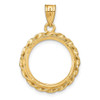 14k Yellow Gold Twisted Wire 16.5mm Prong Coin Bezel Pendant