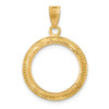 14k Yellow Gold 16.5mm Beaded Prong Coin Bezel Pendant