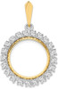 14k Two-tone Gold A Diamond 16.5mm Prong Coin Bezel Pendant