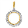 14k Two-tone Gold A Diamond 16.5mm Prong Coin Bezel Pendant