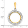 14k Two-tone Gold A Diamond 16.5mm Prong Coin Bezel Pendant