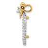14k Two-tone Gold AAA Diamond Bow 16.5mm Prong Coin Bezel Chain Slide Pendant