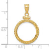 14k Yellow Gold Casted Rope 16.5mm Screw Top Diamond-cut Coin Bezel Pendant