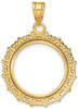 14k Yellow Gold Polished Fancy 16.5mm Prong Coin Bezel Pendant
