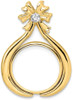 14k Two-tone Gold AAA Diamond Teardrop Bow 16.5mm Coin Bezel Pendant