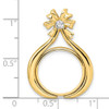 14k Two-tone Gold AAA Diamond Teardrop Bow 16.5mm Coin Bezel Pendant