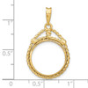 14k Yellow Gold Western Rope 16.5mm Prong Coin Bezel Pendant