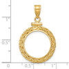 14k Yellow Gold 3mm Wheat Chain Screw Top 16.5mm Coin Bezel Pendant