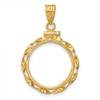 14k Yellow Gold 16mm Hand Twisted Ribbon Screw Top Coin Bezel Pendant