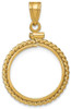14k Yellow Gold 16mm Twisted Wire Screw Top Coin Bezel Pendant