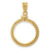 14k Yellow Gold 16mm Twisted Wire Screw Top Coin Bezel Pendant