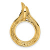 14k Yellow Gold 16mm Curved Teardrop Prong Coin Bezel Pendant