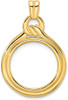 14k Yellow Gold 16mm Polished Loop & Knot Prong Coin Bezel Pendant