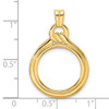 14k Yellow Gold 16mm Polished Loop & Knot Prong Coin Bezel Pendant