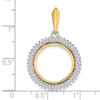 14k Two-tone Gold A Diamond Circle 16mm Prong Coin Bezel Pendant 2006