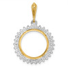 14k Two-tone Gold A Diamond Circle 16mm Prong Coin Bezel Pendant