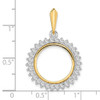 14k Two-tone Gold A Diamond Circle 16mm Prong Coin Bezel Pendant