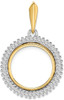 14k Two-tone Gold VS Diamond Circle 16mm Prong Coin Bezel Pendant 2006