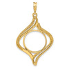 14k Yellow Gold Fancy Wave 16mm Prong Coin Bezel Pendant