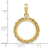 14k Yellow Gold 2mm Rope Edge 16mm Prong Coin Bezel Pendant