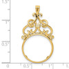 14k Yellow Gold 17.8mm Filigree Top Prong Coin Bezel Pendant