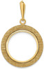 14k Yellow Gold 17.8mm Textured Prong Coin Bezel Pendant