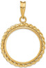 14k Yellow Gold 17.8mm Twisted Wire Prong Coin Bezel Pendant