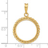 14k Yellow Gold 17.8mm Twisted Wire Prong Coin Bezel Pendant