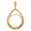 14k Yellow Gold 17.8mm Polished Teardrop Shaped Prong Coin Bezel Pendant