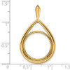 14k Yellow Gold 17.8mm Polished Teardrop Shaped Prong Coin Bezel Pendant