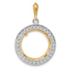 14k Two-tone Gold Channel Set AAA Diamond 17.8mm Prong Coin Bezel Pendant