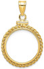 14k Yellow Gold 17.8mm Twisted Wire Screw Top Coin Bezel Pendant