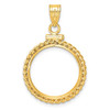 14k Yellow Gold 17.8mm Twisted Wire Screw Top Coin Bezel Pendant