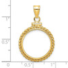 14k Yellow Gold 17.8mm Twisted Wire Screw Top Coin Bezel Pendant