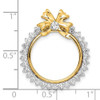 14k Two-tone Gold AAA Diamond Bow 17.8mm Prong Coin Bezel Chain Slide Pendant