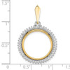 14k Two-tone Gold AA Diamond Circle 17.8mm Prong Coin Bezel Pendant 2006