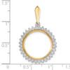 14k Two-tone Gold AA Diamond Circle 17.8mm Prong Coin Bezel Pendant