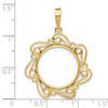 14k Yellow Gold Polished Curved Scroll 17.8mm Prong Coin Bezel Pendant