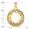 14k Yellow Gold Filigree w/ Rope Screw Top 17.8mm Coin Bezel Pendant