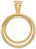 14k Yellow Gold Offset Double Circle 17.8mm Prong Coin Bezel Pendant