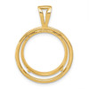 14k Yellow Gold Offset Double Circle 17.8mm Prong Coin Bezel Pendant