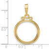 14k Yellow Gold Triple Circle Top 17.8mm Prong Coin Bezel Pendant