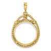 14k Yellow Gold Western Rope 17.8mm Prong Coin Bezel Pendant